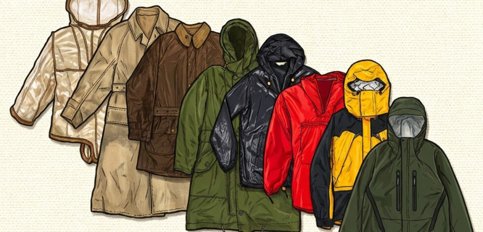 illustration of the evolution of waterproof jackets